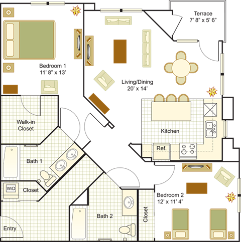 2 Bed B 2D Floor Plan
